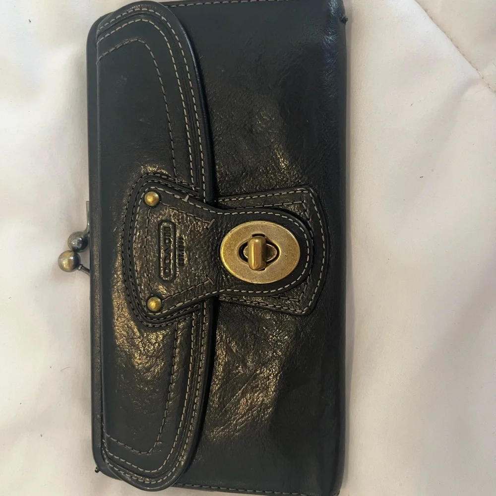 Coach Black Leather Wallet with Gold Accents - Picture 11 of 11
